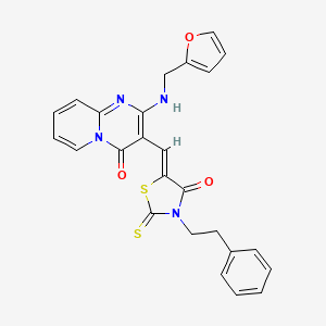 molecular formula C25H20N4O3S2 B4658336 2-[(2-furylmethyl)amino]-3-{[4-oxo-3-(2-phenylethyl)-2-thioxo-1,3-thiazolidin-5-ylidene]methyl}-4H-pyrido[1,2-a]pyrimidin-4-one 