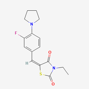 (5E)-3-ethyl-5-[3-fluoro-4-(pyrrolidin-1-yl)benzylidene]-1,3-thiazolidine-2,4-dione