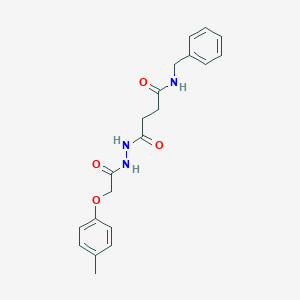molecular formula C20H23N3O4 B465845 N-benzyl-4-{2-[(4-methylphenoxy)acetyl]hydrazino}-4-oxobutanamide 