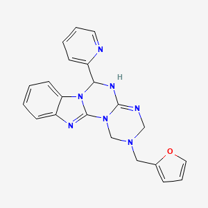 2-(2-furylmethyl)-6-(2-pyridinyl)-2,3,4,6-tetrahydro-1H-[1,3,5]triazino[1',2':3,4][1,3,5]triazino[1,2-a]benzimidazole