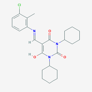 5-{[(3-chloro-2-methylphenyl)amino]methylene}-1,3-dicyclohexyl-2,4,6(1H,3H,5H)-pyrimidinetrione