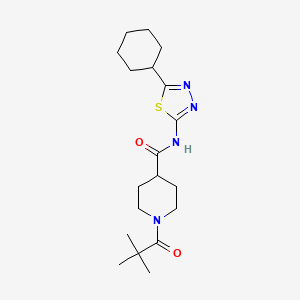 N-(5-cyclohexyl-1,3,4-thiadiazol-2-yl)-1-(2,2-dimethylpropanoyl)piperidine-4-carboxamide