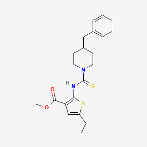 molecular formula C21H26N2O2S2 B4658629 methyl 2-{[(4-benzyl-1-piperidinyl)carbonothioyl]amino}-5-ethyl-3-thiophenecarboxylate 