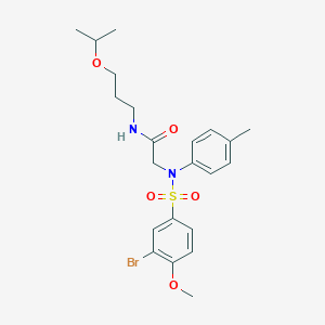 molecular formula C22H29BrN2O5S B4658637 N~2~-[(3-bromo-4-methoxyphenyl)sulfonyl]-N~1~-(3-isopropoxypropyl)-N~2~-(4-methylphenyl)glycinamide 