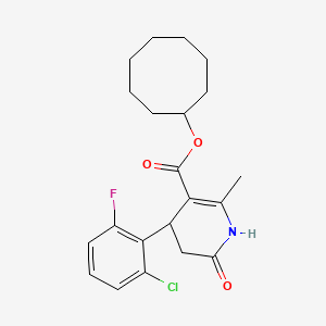 molecular formula C21H25ClFNO3 B4658699 cyclooctyl 4-(2-chloro-6-fluorophenyl)-2-methyl-6-oxo-1,4,5,6-tetrahydro-3-pyridinecarboxylate 