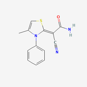 molecular formula C13H11N3OS B4658763 2-cyano-2-(4-methyl-3-phenyl-1,3-thiazol-2(3H)-ylidene)acetamide 