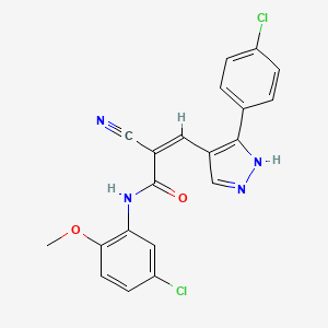 N-(5-chloro-2-methoxyphenyl)-3-[3-(4-chlorophenyl)-1H-pyrazol-4-yl]-2-cyanoacrylamide