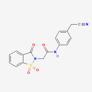 molecular formula C17H13N3O4S B4658803 N-[4-(cyanomethyl)phenyl]-2-(1,1-dioxido-3-oxo-1,2-benzisothiazol-2(3H)-yl)acetamide 