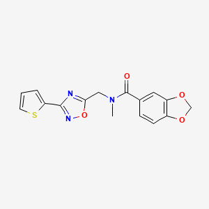 molecular formula C16H13N3O4S B4659366 N-methyl-N-[(3-thiophen-2-yl-1,2,4-oxadiazol-5-yl)methyl]-1,3-benzodioxole-5-carboxamide 