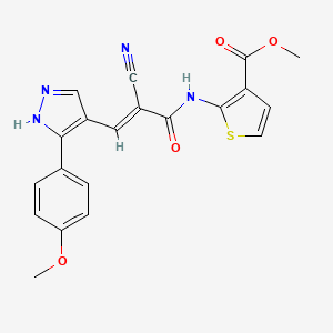 methyl 2-({2-cyano-3-[3-(4-methoxyphenyl)-1H-pyrazol-4-yl]acryloyl}amino)-3-thiophenecarboxylate