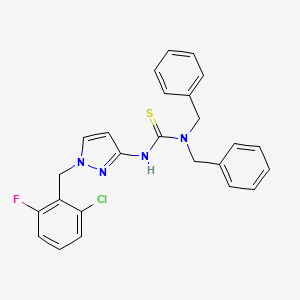 molecular formula C25H22ClFN4S B4659395 N,N-dibenzyl-N'-[1-(2-chloro-6-fluorobenzyl)-1H-pyrazol-3-yl]thiourea 