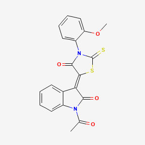 1-acetyl-3-[3-(2-methoxyphenyl)-4-oxo-2-thioxo-1,3-thiazolidin-5-ylidene]-1,3-dihydro-2H-indol-2-one