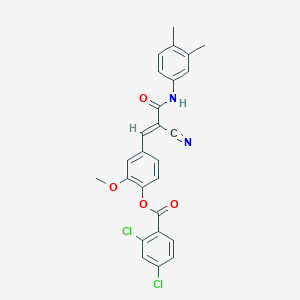 4-{2-cyano-3-[(3,4-dimethylphenyl)amino]-3-oxo-1-propen-1-yl}-2-methoxyphenyl 2,4-dichlorobenzoate