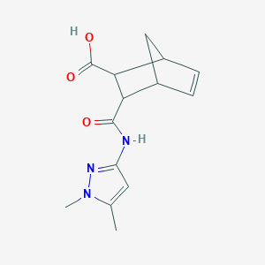 molecular formula C14H17N3O3 B4659451 3-[(1,5-dimethyl-1H-pyrazol-3-yl)carbamoyl]bicyclo[2.2.1]hept-5-ene-2-carboxylic acid 