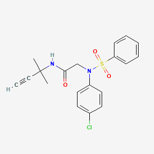 molecular formula C19H19ClN2O3S B4659462 N~2~-(4-chlorophenyl)-N~1~-(1,1-dimethyl-2-propyn-1-yl)-N~2~-(phenylsulfonyl)glycinamide 