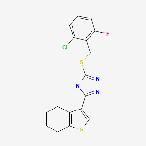 molecular formula C18H17ClFN3S2 B4659472 2-CHLORO-6-FLUOROBENZYL [4-METHYL-5-(4,5,6,7-TETRAHYDRO-1-BENZOTHIOPHEN-3-YL)-4H-1,2,4-TRIAZOL-3-YL] SULFIDE 