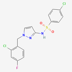 molecular formula C16H12Cl2FN3O2S B4659503 4-CHLORO-N~1~-[1-(2-CHLORO-4-FLUOROBENZYL)-1H-PYRAZOL-3-YL]-1-BENZENESULFONAMIDE 