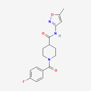 molecular formula C17H18FN3O3 B4659542 1-(4-fluorobenzoyl)-N-(5-methyl-1,2-oxazol-3-yl)piperidine-4-carboxamide 