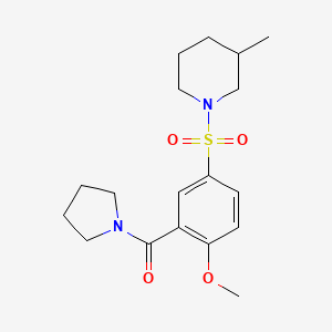 molecular formula C18H26N2O4S B4659548 1-{[4-methoxy-3-(1-pyrrolidinylcarbonyl)phenyl]sulfonyl}-3-methylpiperidine 