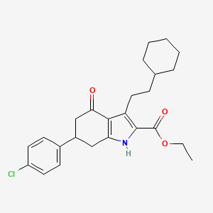 molecular formula C25H30ClNO3 B4659656 ethyl 6-(4-chlorophenyl)-3-(2-cyclohexylethyl)-4-oxo-4,5,6,7-tetrahydro-1H-indole-2-carboxylate 