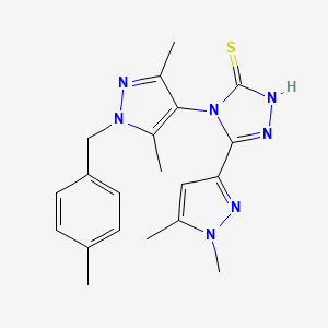 molecular formula C20H23N7S B4659670 4-[3,5-DIMETHYL-1-(4-METHYLBENZYL)-1H-PYRAZOL-4-YL]-5-(1,5-DIMETHYL-1H-PYRAZOL-3-YL)-4H-1,2,4-TRIAZOL-3-YLHYDROSULFIDE 