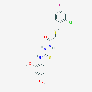 2-{[(2-chloro-4-fluorobenzyl)thio]acetyl}-N-(2,4-dimethoxyphenyl)hydrazinecarbothioamide