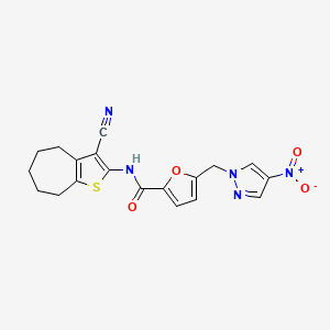 N-(3-CYANO-5,6,7,8-TETRAHYDRO-4H-CYCLOHEPTA[B]THIOPHEN-2-YL)-5-[(4-NITRO-1H-PYRAZOL-1-YL)METHYL]-2-FURAMIDE