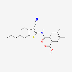 molecular formula C22H28N2O3S B4659796 6-{[(3-cyano-6-propyl-4,5,6,7-tetrahydro-1-benzothien-2-yl)amino]carbonyl}-3,4-dimethyl-3-cyclohexene-1-carboxylic acid 