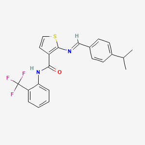 2-[(4-isopropylbenzylidene)amino]-N-[2-(trifluoromethyl)phenyl]-3-thiophenecarboxamide