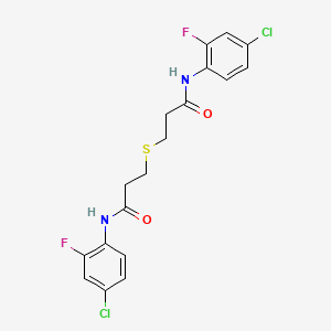 N-(4-CHLORO-2-FLUOROPHENYL)-3-({2-[(4-CHLORO-2-FLUOROPHENYL)CARBAMOYL]ETHYL}SULFANYL)PROPANAMIDE