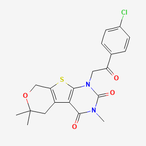 6-[2-(4-chlorophenyl)-2-oxoethyl]-4,12,12-trimethyl-11-oxa-8-thia-4,6-diazatricyclo[7.4.0.02,7]trideca-1(9),2(7)-diene-3,5-dione