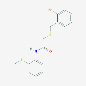 molecular formula C16H16BrNOS2 B4659833 2-[(2-bromobenzyl)thio]-N-[2-(methylthio)phenyl]acetamide 