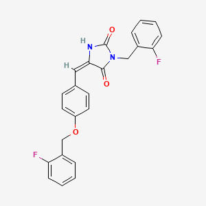 (5E)-3-(2-fluorobenzyl)-5-{4-[(2-fluorobenzyl)oxy]benzylidene}imidazolidine-2,4-dione