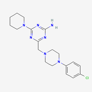 molecular formula C19H26ClN7 B4659859 4-{[4-(4-Chlorophenyl)piperazin-1-yl]methyl}-6-(piperidin-1-yl)-1,3,5-triazin-2-amine 