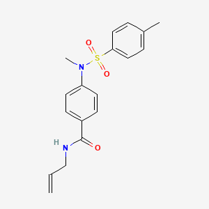 molecular formula C18H20N2O3S B4659912 4-{methyl[(4-methylphenyl)sulfonyl]amino}-N-(prop-2-en-1-yl)benzamide 