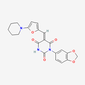 molecular formula C21H19N3O6 B4659918 1-(1,3-benzodioxol-5-yl)-5-{[5-(1-piperidinyl)-2-furyl]methylene}-2,4,6(1H,3H,5H)-pyrimidinetrione 