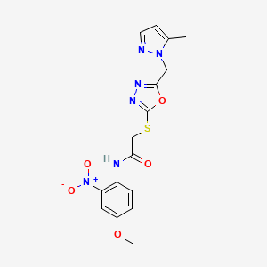 N~1~-(4-METHOXY-2-NITROPHENYL)-2-({5-[(5-METHYL-1H-PYRAZOL-1-YL)METHYL]-1,3,4-OXADIAZOL-2-YL}SULFANYL)ACETAMIDE