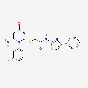 2-{[6-amino-1-(3-methylphenyl)-4-oxo-1,4-dihydropyrimidin-2-yl]sulfanyl}-N-(4-phenyl-1,3-thiazol-2-yl)acetamide