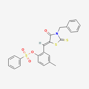 molecular formula C24H19NO4S3 B4660013 [2-[(Z)-(3-benzyl-4-oxo-2-sulfanylidene-1,3-thiazolidin-5-ylidene)methyl]-4-methylphenyl] benzenesulfonate 