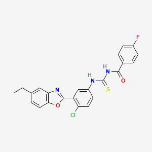 molecular formula C23H17ClFN3O2S B4660020 N-({[4-chloro-3-(5-ethyl-1,3-benzoxazol-2-yl)phenyl]amino}carbonothioyl)-4-fluorobenzamide 