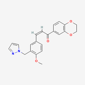 (Z)-1-(2,3-DIHYDRO-1,4-BENZODIOXIN-6-YL)-3-[4-METHOXY-3-(1H-PYRAZOL-1-YLMETHYL)PHENYL]-2-PROPEN-1-ONE