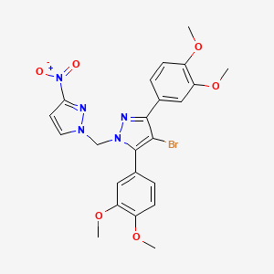 4-{4-BROMO-3-(3,4-DIMETHOXYPHENYL)-1-[(3-NITRO-1H-PYRAZOL-1-YL)METHYL]-1H-PYRAZOL-5-YL}-2-METHOXYPHENYL METHYL ETHER