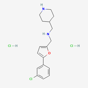 molecular formula C17H23Cl3N2O B4660045 {[5-(3-chlorophenyl)-2-furyl]methyl}(4-piperidinylmethyl)amine dihydrochloride 