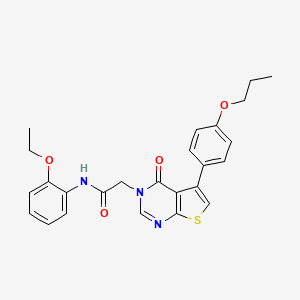 molecular formula C25H25N3O4S B4660053 N-(2-ethoxyphenyl)-2-[4-oxo-5-(4-propoxyphenyl)thieno[2,3-d]pyrimidin-3-yl]acetamide 