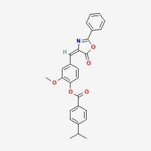 [2-methoxy-4-[(E)-(5-oxo-2-phenyl-1,3-oxazol-4-ylidene)methyl]phenyl] 4-propan-2-ylbenzoate