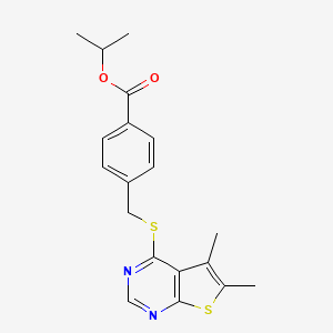 molecular formula C19H20N2O2S2 B4660097 isopropyl 4-{[(5,6-dimethylthieno[2,3-d]pyrimidin-4-yl)thio]methyl}benzoate 