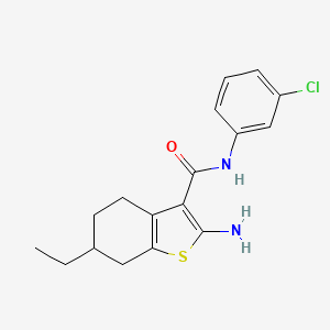 molecular formula C17H19ClN2OS B4660104 2-amino-N-(3-chlorophenyl)-6-ethyl-4,5,6,7-tetrahydro-1-benzothiophene-3-carboxamide 