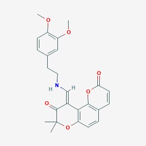 molecular formula C25H25NO6 B4660110 (10Z)-10-({[2-(3,4-dimethoxyphenyl)ethyl]amino}methylidene)-8,8-dimethyl-2H,8H-pyrano[2,3-f]chromene-2,9(10H)-dione 