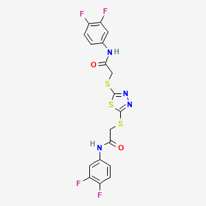 molecular formula C18H12F4N4O2S3 B4660274 2-[(5-{[2-(3,4-DIFLUOROANILINO)-2-OXOETHYL]SULFANYL}-1,3,4-THIADIAZOL-2-YL)SULFANYL]-N~1~-(3,4-DIFLUOROPHENYL)ACETAMIDE 