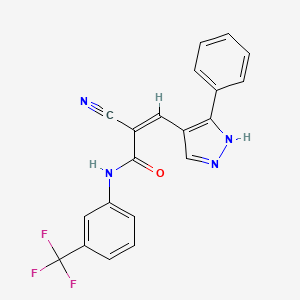 molecular formula C20H13F3N4O B4660296 2-cyano-3-(3-phenyl-1H-pyrazol-4-yl)-N-[3-(trifluoromethyl)phenyl]acrylamide 